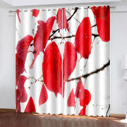 Dsnyu Gardinen Verdunklung 2er Set, Gardinen Vorhang Rot Polyester Blattmuster Dekoration 2 Stück B 132 x H 244 cm Dsnyu Gardinen Verdunklung 2er Set, Gardinen Vorhang Rot Polyester Blattmuster Dekoration 2 Stück B 132 x H 244 cm von Dsnyu