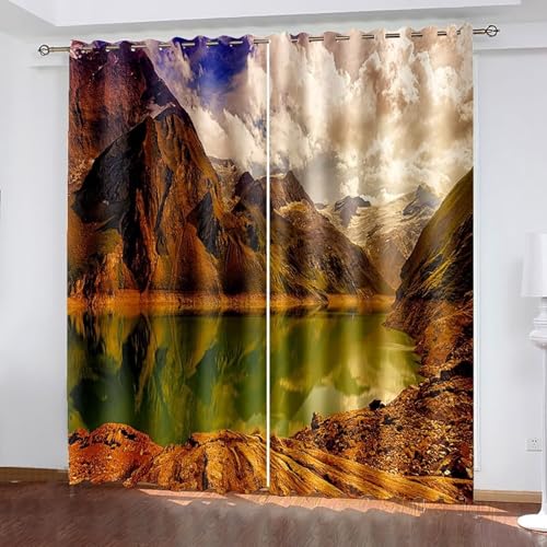 Dsnyu Gardinen Vorhang, Gardine Schlafzimmer Braun Grün Polyester Landschaft See und Berg Dekoration 2er Set B 86 x H 138 cm Dsnyu Gardinen Vorhang, Gardine Schlafzimmer Braun Grün Polyester Landschaft See und Berg Dekoration 2er Set B 86 x H 138 cm von Dsnyu