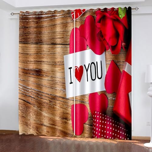 Dsnyu Gardinen Wohnzimmer, Vorhänge Küche Braun Rot Polyester Holzbrett und Herzförmiges Muster Vorhänge 2er Set B 107 x H 138 cm Dsnyu Gardinen Wohnzimmer, Vorhänge Küche Braun Rot Polyester Holzbrett und Herzförmiges Muster Vorhänge 2er Set B 107 x H 138 cm von Dsnyu