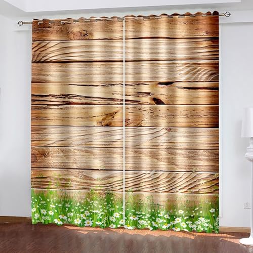 Dsnyu Gardinen Wohnzimmer 160, Gardinen Vorhänge Braun Grün Polyester Holzbrett und Blumenmuster Dekoration 2er Set B 102 x H 160 cm Dsnyu Gardinen Wohnzimmer 160, Gardinen Vorhänge Braun Grün Polyester Holzbrett und Blumenmuster Dekoration 2er Set B 102 x H 160 cm von Dsnyu