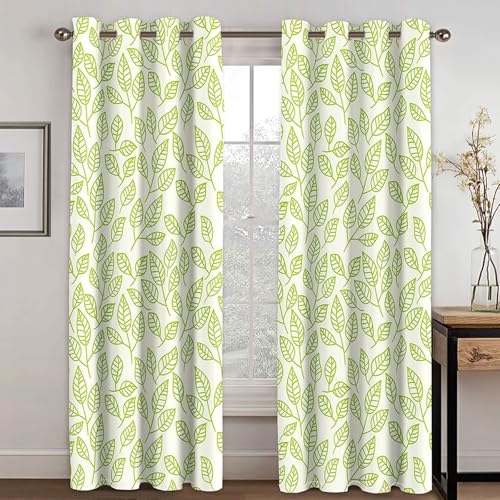 Dsnyu Gardinen Wohnzimmer Fenster, Vorhänge Verdunklung Grün Polyester Zweig und Blattmuster Dekoration 2er Set B 86 x H 183 cm Dsnyu Gardinen Wohnzimmer Fenster, Vorhänge Verdunklung Grün Polyester Zweig und Blattmuster Dekoration 2er Set B 86 x H 183 cm von Dsnyu