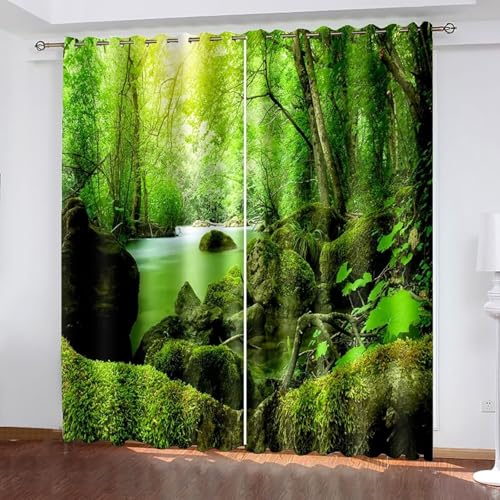Dsnyu Gardinen Wohnzimmer Grün, Curtains Decoration Polyester Wald und Seenlandschaft Vorhang 2er Set B 132 x H 229 cm Dsnyu Gardinen Wohnzimmer Grün, Curtains Decoration Polyester Wald und Seenlandschaft Vorhang 2er Set B 132 x H 229 cm von Dsnyu