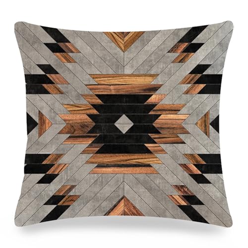 Dsnyu Kissenbezug Klein, Kissenbezüge 45X45 Geometriemuster Leinen Cushion Cover Braungrau 1 Stück für Sofa Bett Wohnzimmer von Dsnyu