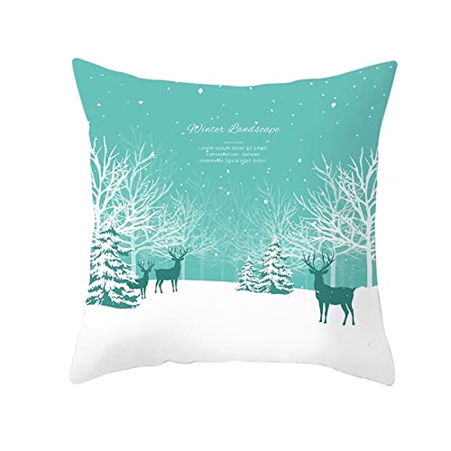 Dsnyu Kissenbezug Xmas, Schneebaum und Hirsch Polyester Kissenbezug, Blaugrün Weiß Zierkissenbezüge für Sofa Gartenbett 40x40cm Dsnyu Kissenbezug Xmas, Schneebaum und Hirsch Polyester Kissenbezug, Blaugrün Weiß Zierkissenbezüge für Sofa Gartenbett 40x40cm von Dsnyu
