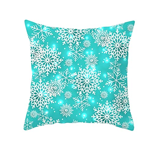 Dsnyu Kissenbezug mit Weihnachtsmotiv, Schneeflocke Polyester Kissenhülle, Blaugrün Kissenbezug Weihnachten für Bett Deko 40x40cm von Dsnyu