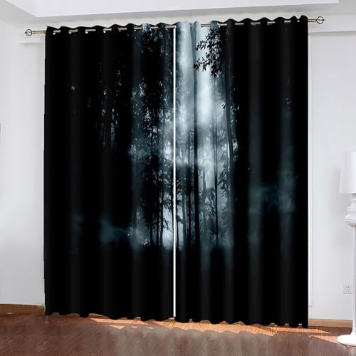 Dsnyu Küchenvorhang Fenster, Gardinen Küche Schwarz Polyester Psychedelische Bäume Dekoration 2er Set B 132 x H 274 cm von Dsnyu