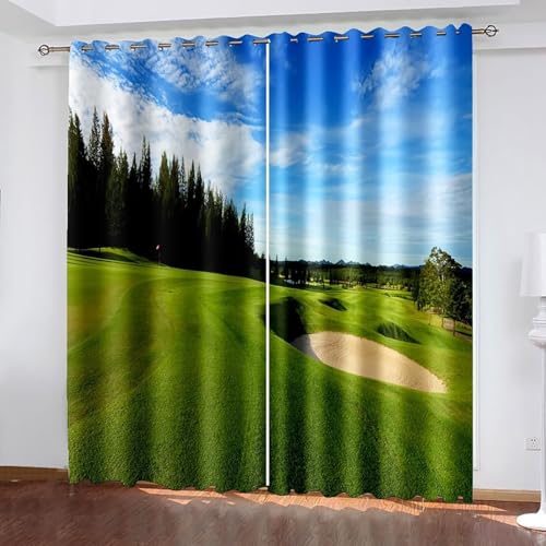 Dsnyu Küchenvorhang Modern, Verdunklungsvorhänge XXL Grün Blau Polyester Rasenlandschaft Vorhänge 2er Set B 244 x H 274 cm Dsnyu Küchenvorhang Modern, Verdunklungsvorhänge XXL Grün Blau Polyester Rasenlandschaft Vorhänge 2er Set B 244 x H 274 cm von Dsnyu