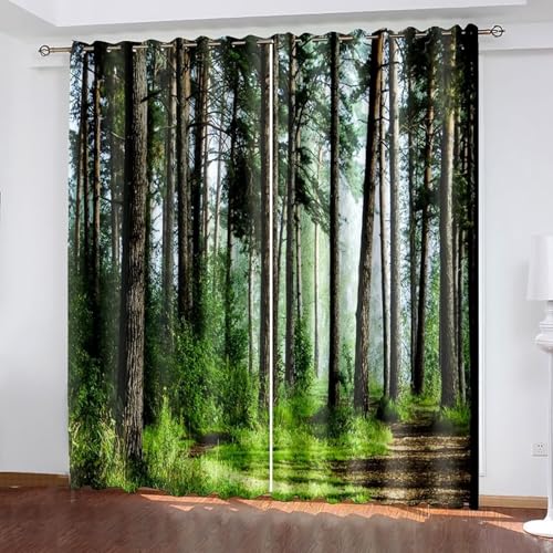 Dsnyu Küchenvorhang Vintage, Gardine Verdunkelung Braun Grün Polyester Bäume Landschaft Dekoration 2er Set B 137 x H 229 cm Dsnyu Küchenvorhang Vintage, Gardine Verdunkelung Braun Grün Polyester Bäume Landschaft Dekoration 2er Set B 137 x H 229 cm von Dsnyu