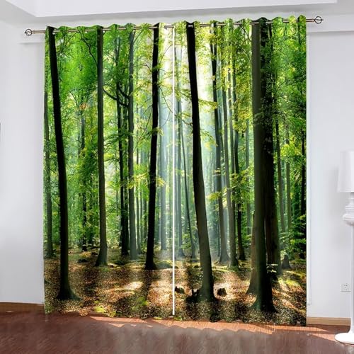 Dsnyu Küchenvorhang Vintage, Gardinen Landhausstil Grün Polyester Bäume und Sonnenschein Landschaft Dekoration 2er Set B 137 x H 229 cm Dsnyu Küchenvorhang Vintage, Gardinen Landhausstil Grün Polyester Bäume und Sonnenschein Landschaft Dekoration 2er Set B 137 x H 229 cm von Dsnyu