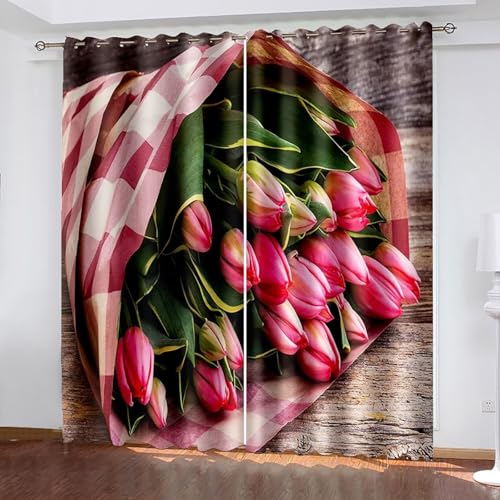 Dsnyu Moderne Gardinen Küchenfenster, Vorhänge 2er Set Rosa Grün Polyester Tulpenmuster Dekoration 2 Stück B 86 x H 214 cm Dsnyu Moderne Gardinen Küchenfenster, Vorhänge 2er Set Rosa Grün Polyester Tulpenmuster Dekoration 2 Stück B 86 x H 214 cm von Dsnyu