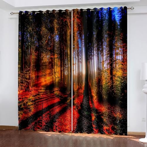 Dsnyu Moderne Gardinen Küchenfenster, Vorhang Küche Schwarz Orange Rot Polyester Herbstlandschaft Dekoration 2er Set B 86 x H 115 cm Dsnyu Moderne Gardinen Küchenfenster, Vorhang Küche Schwarz Orange Rot Polyester Herbstlandschaft Dekoration 2er Set B 86 x H 115 cm von Dsnyu