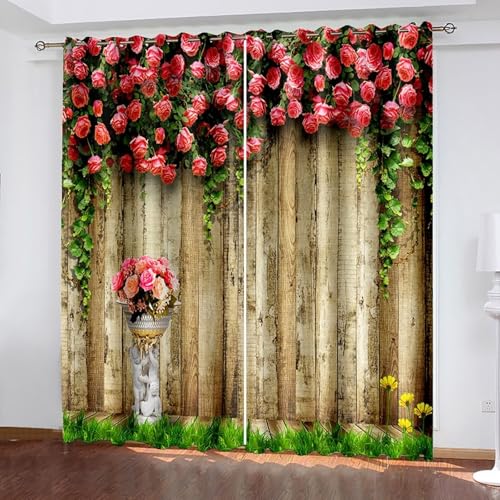 Dsnyu Moderne Gardinen Wohnzimmer, Moderne Gardinen Küchenfenster Khaki Pink Polyester Holzbrett und Blumenmuster Dekoration 2er Set B 132 x H 229 cm Dsnyu Moderne Gardinen Wohnzimmer, Moderne Gardinen Küchenfenster Khaki Pink Polyester Holzbrett und Blumenmuster Dekoration 2er Set B 132 x H 229 cm von Dsnyu