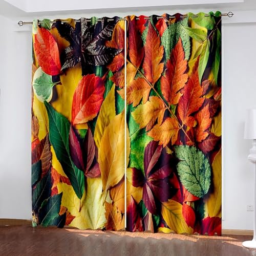 Dsnyu Polyester Vorhänge, Gardinen Esszimmer Orange Grün Herbstblattmuster Vorhänge 2er Set B 234 x H 244 cm Dsnyu Polyester Vorhänge, Gardinen Esszimmer Orange Grün Herbstblattmuster Vorhänge 2er Set B 234 x H 244 cm von Dsnyu