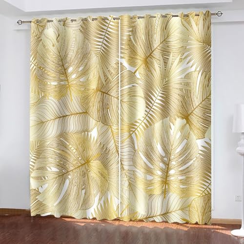 Dsnyu Polyester Vorhang Outdoor, Vorhänge Küche Gelb Blattmuster Gardine 2er Set B 102 x H 229 cm Dsnyu Polyester Vorhang Outdoor, Vorhänge Küche Gelb Blattmuster Gardine 2er Set B 102 x H 229 cm von Dsnyu