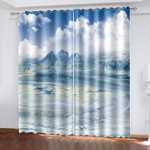 Dsnyu Scheibengardinen Verdunklung, Gardine Vintage Weiß Blau Polyester Berglandschaft Vorhang 2er Set B 102 x H 214 cm Dsnyu Scheibengardinen Verdunklung, Gardine Vintage Weiß Blau Polyester Berglandschaft Vorhang 2er Set B 102 x H 214 cm von Dsnyu