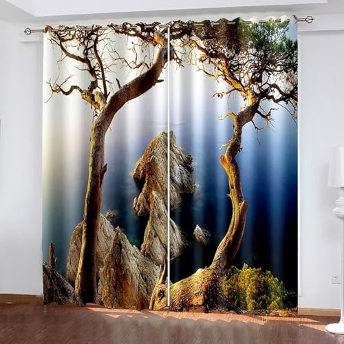 Dsnyu Scheibengardinen Verdunklung, Gardinen Verdunklung 2er Set Braun Polyester Meer und Steinlandschaft Vorhang 2 Stück B 244 x H 229 cm Dsnyu Scheibengardinen Verdunklung, Gardinen Verdunklung 2er Set Braun Polyester Meer und Steinlandschaft Vorhang 2 Stück B 244 x H 229 cm von Dsnyu