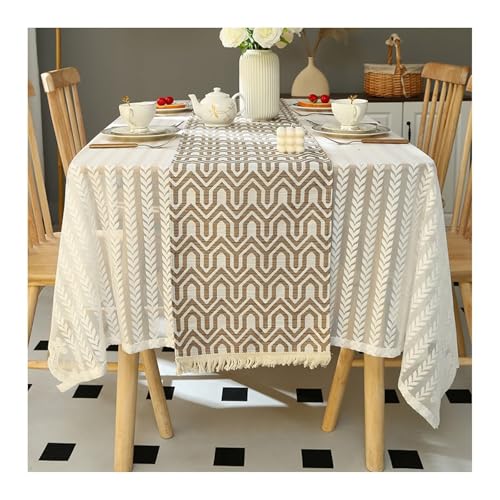 Dsnyu Tischläufer 35 cm Breit, Tischläufer Modern Outdoor Leichter Kaffee Polyester Geometrisch Läufer Tisch Deko für Küche Wohnzimmer Esszimmer 35x210cm von Dsnyu