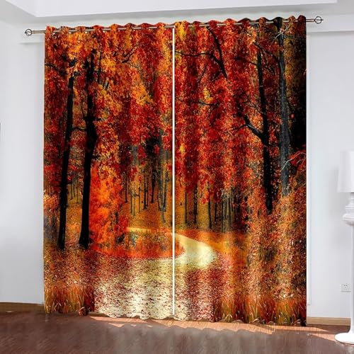 Dsnyu Verdunkelungsvorhang 160 cm Hoch, Gardinen Küchengardinen Modern Orange Rot Polyester Herbstwaldlandschaft Vorhänge 2er Set B 107 x H 160 cm Dsnyu Verdunkelungsvorhang 160 cm Hoch, Gardinen Küchengardinen Modern Orange Rot Polyester Herbstwaldlandschaft Vorhänge 2er Set B 107 x H 160 cm von Dsnyu