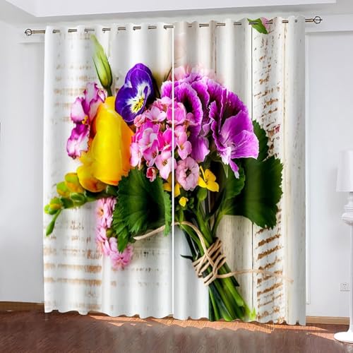 Dsnyu Verdunkelungsvorhang Fenster, Vorhänge Polyester Bunt Blumenstrauß-Muster Gardine 2er Set B 96 x H 214 cm Dsnyu Verdunkelungsvorhang Fenster, Vorhänge Polyester Bunt Blumenstrauß-Muster Gardine 2er Set B 96 x H 214 cm von Dsnyu