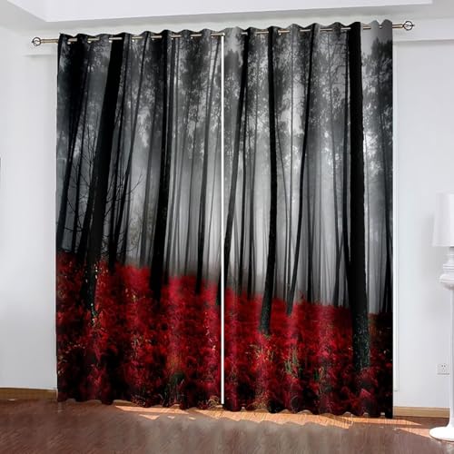 Dsnyu Verdunkelungsvorhang Fenster, Vorhänge XXL Schwarz Rot Polyester Psychedelische Bäume Gardine 2er Set B 244 x H 244 cm Dsnyu Verdunkelungsvorhang Fenster, Vorhänge XXL Schwarz Rot Polyester Psychedelische Bäume Gardine 2er Set B 244 x H 244 cm von Dsnyu