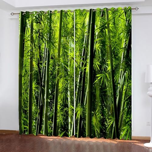 Dsnyu Verdunkelungsvorhang Grün, Küchenvorhang Fenster Polyester Baum und Blattmuster Gardine 2er Set B 102 x H 138 cm Dsnyu Verdunkelungsvorhang Grün, Küchenvorhang Fenster Polyester Baum und Blattmuster Gardine 2er Set B 102 x H 138 cm von Dsnyu