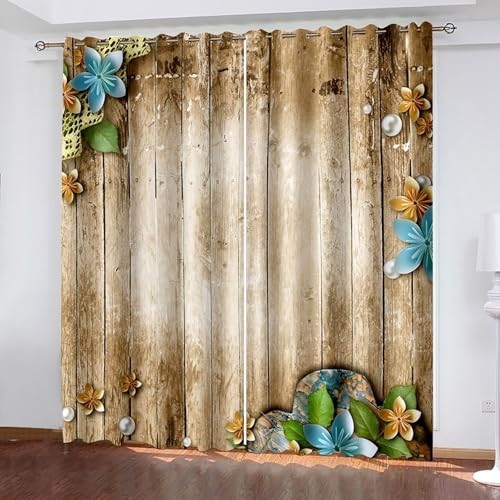 Dsnyu Verdunkelungsvorhang Schlafzimmer, Vorhang Verdunkelung Khaki Blau Grün Holzbrett mit Blumen und Perlenmuster Vorhänge 2er Set B 107 x H 244 cm Dsnyu Verdunkelungsvorhang Schlafzimmer, Vorhang Verdunkelung Khaki Blau Grün Holzbrett mit Blumen und Perlenmuster Vorhänge 2er Set B 107 x H 244 cm von Dsnyu