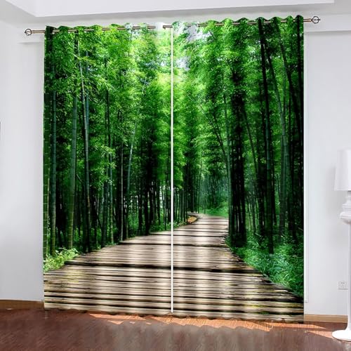 Dsnyu Verdunklungsvorhänge Lang, Gardine Modern Grün Braun Polyester Baum und Pfadlandschaft Dekoration 2er Set B 107 x H 183 cm Dsnyu Verdunklungsvorhänge Lang, Gardine Modern Grün Braun Polyester Baum und Pfadlandschaft Dekoration 2er Set B 107 x H 183 cm von Dsnyu