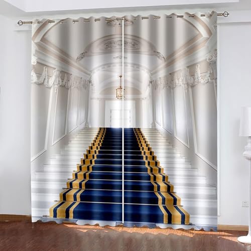 Dsnyu Verdunklungsvorhänge Lang, Gardinen Wohnzimmer Beige Weiß Dunkelblau Polyester Retro-Architekturtreppe Vorhänge 2er Set B 137 x H 244 cm Dsnyu Verdunklungsvorhänge Lang, Gardinen Wohnzimmer Beige Weiß Dunkelblau Polyester Retro-Architekturtreppe Vorhänge 2er Set B 137 x H 244 cm von Dsnyu