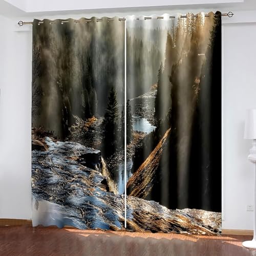 Dsnyu Verdunklungsvorhänge Lang, Verdunkelungsvorhang XXL Schwarz Grau Polyester See und Baumlandschaften Gardine 2er Set B 244 x H 274 cm Dsnyu Verdunklungsvorhänge Lang, Verdunkelungsvorhang XXL Schwarz Grau Polyester See und Baumlandschaften Gardine 2er Set B 244 x H 274 cm von Dsnyu