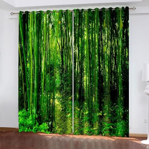Dsnyu Verdunklungsvorhänge Lang, Vorhänge Zum Einhängen Grün Polyester Bäume Landschaft Gardinen 2er Set B 137 x H 274 cm von Dsnyu