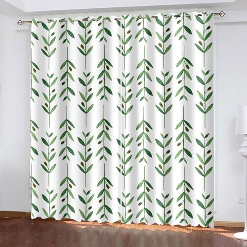 Dsnyu Verdunklungsvorhänge Vintage, Gardinen Fenster Grün Polyester Zweig und Blattmuster Dekoration 2er Set B 137 x H 274 cm Dsnyu Verdunklungsvorhänge Vintage, Gardinen Fenster Grün Polyester Zweig und Blattmuster Dekoration 2er Set B 137 x H 274 cm von Dsnyu