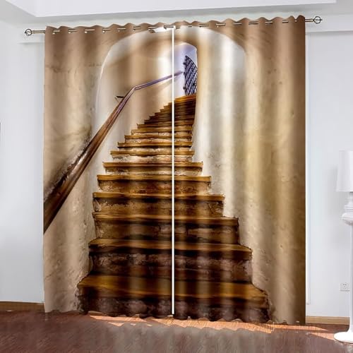 Dsnyu Vorhänge 160 cm Hoch, Curtains for Bedroom Braun Polyester Vintage-Treppe Gardine 2er Set B 86 x H 160 cm Dsnyu Vorhänge 160 cm Hoch, Curtains for Bedroom Braun Polyester Vintage-Treppe Gardine 2er Set B 86 x H 160 cm von Dsnyu