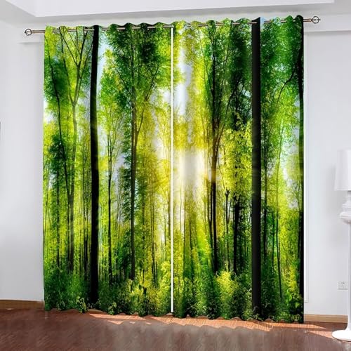 Dsnyu Vorhänge 160 cm Hoch, Gardinen Landhausstil Grün Polyester Bäume und Sonnenschein Landschaft Dekoration 2er Set B 132 x H 160 cm Dsnyu Vorhänge 160 cm Hoch, Gardinen Landhausstil Grün Polyester Bäume und Sonnenschein Landschaft Dekoration 2er Set B 132 x H 160 cm von Dsnyu