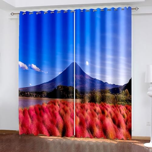 Dsnyu Vorhänge 2er Set, Moderne Gardinen Schlafzimmer Blau Polyester Berg und Baumlandschaft Dekoration 2 Stück B 152 x H 274 cm Dsnyu Vorhänge 2er Set, Moderne Gardinen Schlafzimmer Blau Polyester Berg und Baumlandschaft Dekoration 2 Stück B 152 x H 274 cm von Dsnyu