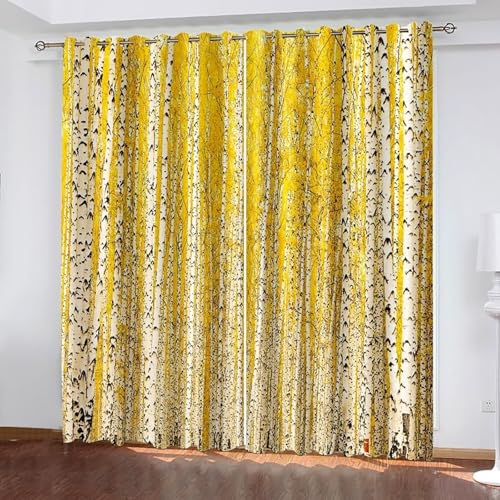 Dsnyu Vorhänge Esszimmer, Gardinen Verdunklung 2er Set Gelb Weiß Polyester Baumstammlandschaft Dekoration 2 Stück B 137 x H 214 cm Dsnyu Vorhänge Esszimmer, Gardinen Verdunklung 2er Set Gelb Weiß Polyester Baumstammlandschaft Dekoration 2 Stück B 137 x H 214 cm von Dsnyu