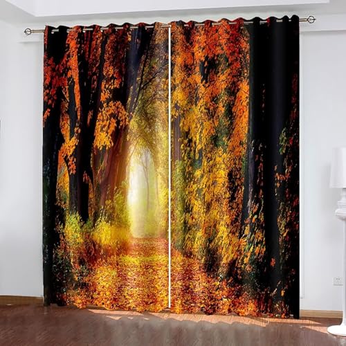 Dsnyu Vorhänge Fenster, Curtains Living Room Modern Schwarz Orange Gelb Polyester Herbstwaldlandschaft Gardine 2er Set B 214 x H 214 cm Dsnyu Vorhänge Fenster, Curtains Living Room Modern Schwarz Orange Gelb Polyester Herbstwaldlandschaft Gardine 2er Set B 214 x H 214 cm von Dsnyu
