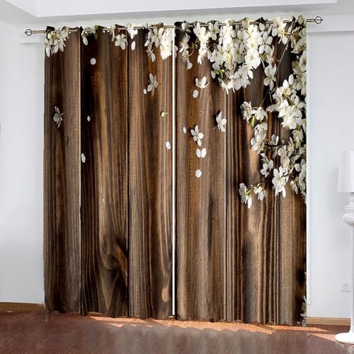 Dsnyu Vorhänge Fenster, Küchenvorhang Lang Braun Polyester Holzbrett und Blumenmuster Gardine 2er Set B 214 x H 274 cm Dsnyu Vorhänge Fenster, Küchenvorhang Lang Braun Polyester Holzbrett und Blumenmuster Gardine 2er Set B 214 x H 274 cm von Dsnyu