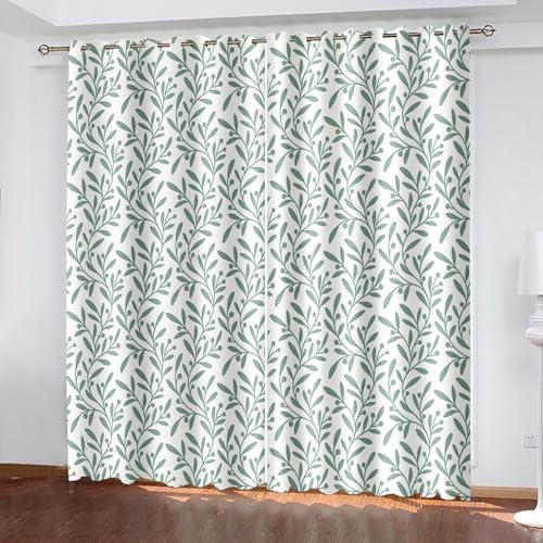 Dsnyu Vorhänge Outdoor, Vorhänge Grün Polyester Zweig und Blattmuster Gardine 2er Set B 86 x H 138 cm Dsnyu Vorhänge Outdoor, Vorhänge Grün Polyester Zweig und Blattmuster Gardine 2er Set B 86 x H 138 cm von Dsnyu