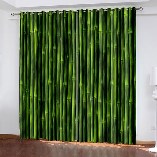 Dsnyu Vorhänge Polyester, Gardine Fenster Grün Bäume Landschaft Vorhänge 2er Set B 214 x H 229 cm von Dsnyu