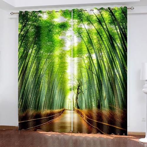 Dsnyu Vorhänge Polyester, Gardine Wohnzimer Grün Braun Baum und Pfadlandschaft Vorhänge 2er Set B 96 x H 138 cm Dsnyu Vorhänge Polyester, Gardine Wohnzimer Grün Braun Baum und Pfadlandschaft Vorhänge 2er Set B 96 x H 138 cm von Dsnyu