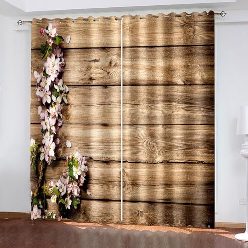 Dsnyu Vorhänge Verdunkelung, Gardinen Wohnzimmer Fenster Khaki Pink Polyester Holzbrett und Blumenmuster Dekoration 2er Set B 86 x H 138 cm Dsnyu Vorhänge Verdunkelung, Gardinen Wohnzimmer Fenster Khaki Pink Polyester Holzbrett und Blumenmuster Dekoration 2er Set B 86 x H 138 cm von Dsnyu