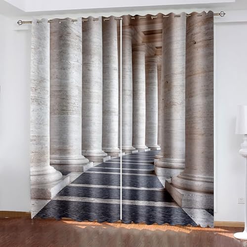 Dsnyu Vorhänge Wohnzimmer Modern, Verdunkelungsvorhang Beige Grau Polyester Retro-Architektur Vorhänge 2er Set B 244 x H 214 cm Dsnyu Vorhänge Wohnzimmer Modern, Verdunkelungsvorhang Beige Grau Polyester Retro-Architektur Vorhänge 2er Set B 244 x H 214 cm von Dsnyu