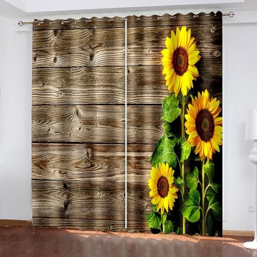 Dsnyu Vorhang 160 cm Hoch, Gardinen Küche Modern Braun Gelb Grün Polyester Holzbrett und Sonnenblumenmuster Dekoration 2er Set B 96 x H 160 cm Dsnyu Vorhang 160 cm Hoch, Gardinen Küche Modern Braun Gelb Grün Polyester Holzbrett und Sonnenblumenmuster Dekoration 2er Set B 96 x H 160 cm von Dsnyu