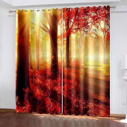 Dsnyu Vorhang 160 cm Hoch, Gardinen Zum Einhängen Rot Gelb Polyester Herbstlandschaft Dekoration 2er Set B 132 x H 160 cm Dsnyu Vorhang 160 cm Hoch, Gardinen Zum Einhängen Rot Gelb Polyester Herbstlandschaft Dekoration 2er Set B 132 x H 160 cm von Dsnyu