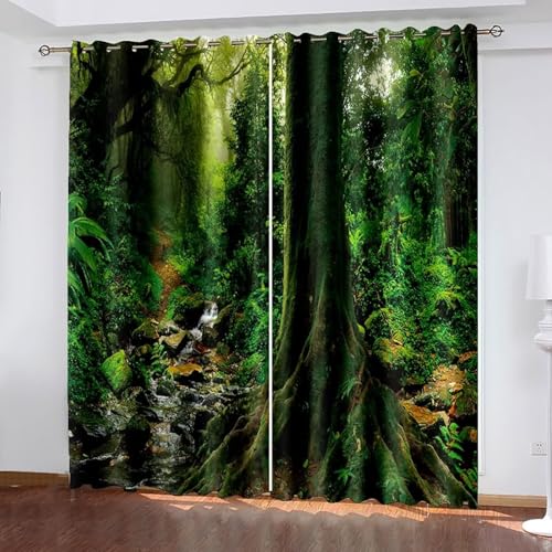 Dsnyu Vorhang Grün Verdunkelung, Gardinen Deko Polyester Bäume und Bäche Landschaft Vorhänge 2er Set B 244 x H 274 cm Dsnyu Vorhang Grün Verdunkelung, Gardinen Deko Polyester Bäume und Bäche Landschaft Vorhänge 2er Set B 244 x H 274 cm von Dsnyu