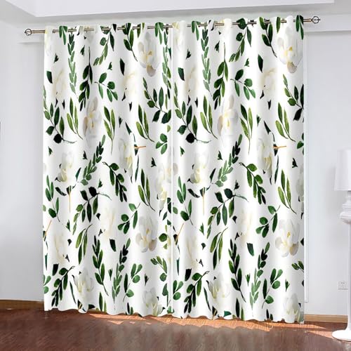 Dsnyu Vorhang Küche, Gardine Verdunkelung Grün Polyester Blumen und Blattmuster Dekoration 2er Set B 152 x H 214 cm Dsnyu Vorhang Küche, Gardine Verdunkelung Grün Polyester Blumen und Blattmuster Dekoration 2er Set B 152 x H 214 cm von Dsnyu
