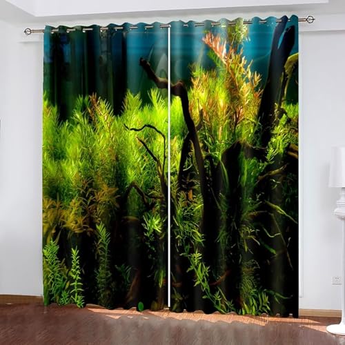 Dsnyu Vorhang Verdunkelung, Gardinen Wohnzimmer Braun Grün Polyester Gras Vorhänge 2er Set B 214 x H 214 cm Dsnyu Vorhang Verdunkelung, Gardinen Wohnzimmer Braun Grün Polyester Gras Vorhänge 2er Set B 214 x H 214 cm von Dsnyu