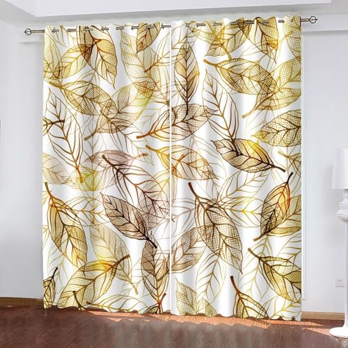Dsnyu Vorhang Vintage, Vorhänge Verdunklung Gelb Polyester Herbstblattmuster Vorhänge 2er Set B 86 x H 229 cm Dsnyu Vorhang Vintage, Vorhänge Verdunklung Gelb Polyester Herbstblattmuster Vorhänge 2er Set B 86 x H 229 cm von Dsnyu
