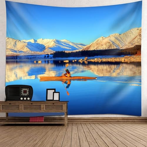 Dsnyu Wandteppich 200X200, Wandteppich Modern See Segelboot Schnee Berglandschaft Blau Orange Polyester Wandbehang Dsnyu Wandteppich 200X200, Wandteppich Modern See Segelboot Schnee Berglandschaft Blau Orange Polyester Wandbehang von Dsnyu