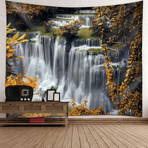 Dsnyu Wandtuch 200X200, Tapestry for Wall Herbstwasserfall Gelb Braun Weiß Polyester Wandteppiche Dsnyu Wandtuch 200X200, Tapestry for Wall Herbstwasserfall Gelb Braun Weiß Polyester Wandteppiche von Dsnyu